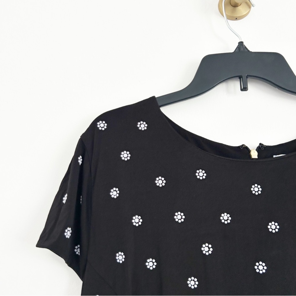 Michael Michael Kors Black Short Sleeve Mini Dress with Textured Floral Size 3X - Picture 3 of 8